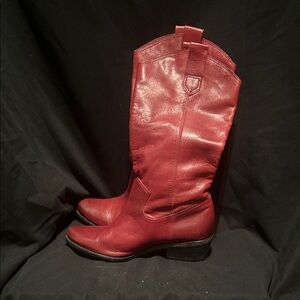Women's Red Leather Cowboy Boots